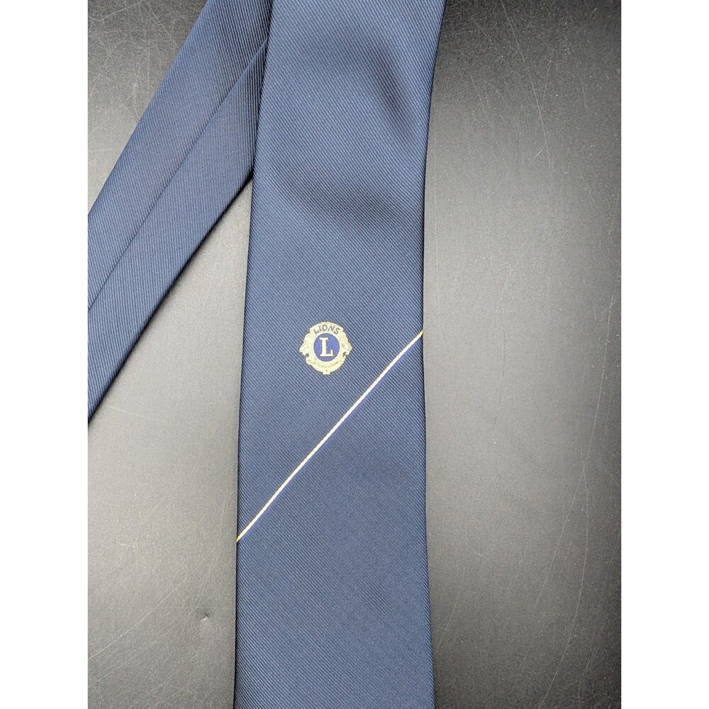 Lions Clubs International Blue Tie Yellow Logo Pattern 100% Polyester Bravo